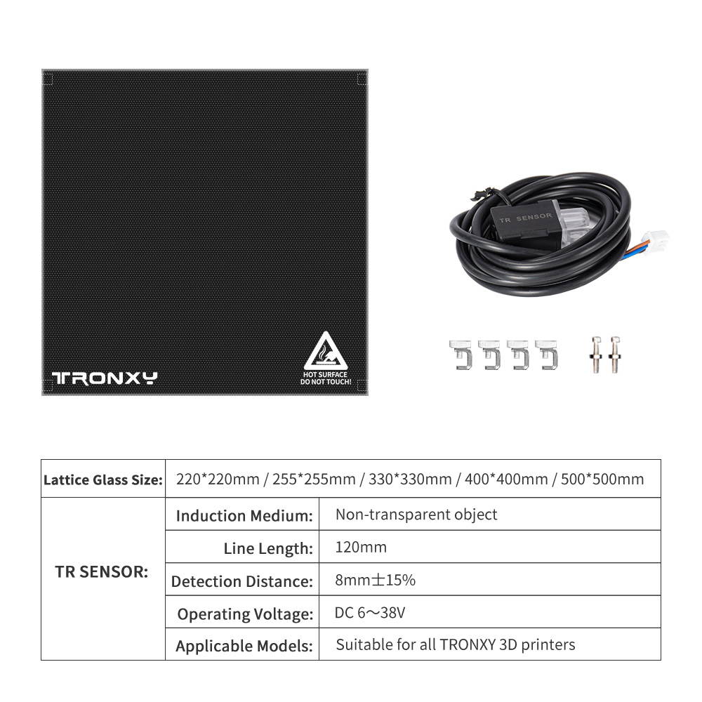 TRONXY's new TR sensor can detect all non-transparent objects, 3D printer kit parts, focus detection, automatic leveling + mesh glass 330*330mm