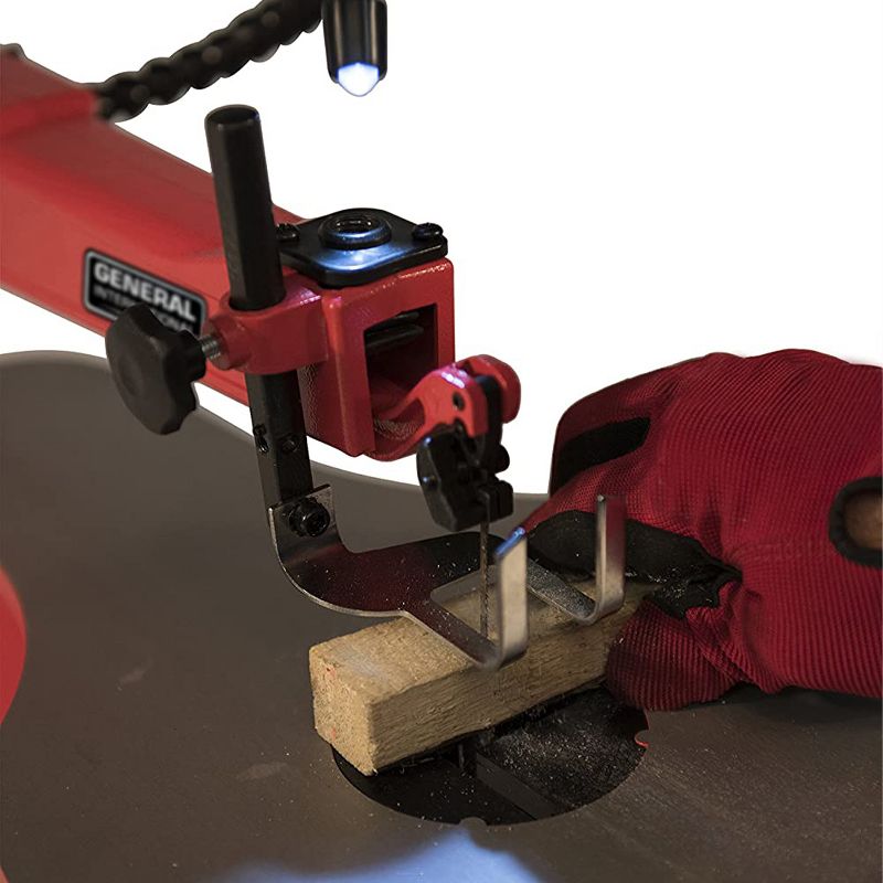 General International BT8007 Variable Speed 16 Inch Scroll Saw with Flexible LED Work Light, Flexi Sawdust Blower, and 1.25" Dust Collection Port, Red