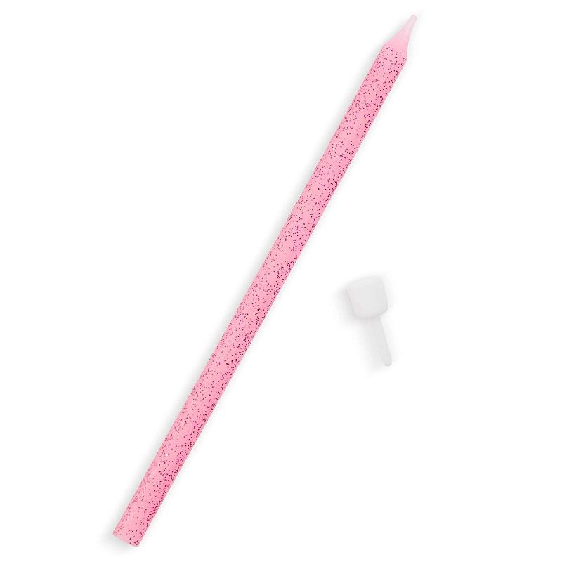 Blue Panda 48-Pack Pink Glitter Confetti Long Thin Birthday Cake Candles 5-Inch with Holders