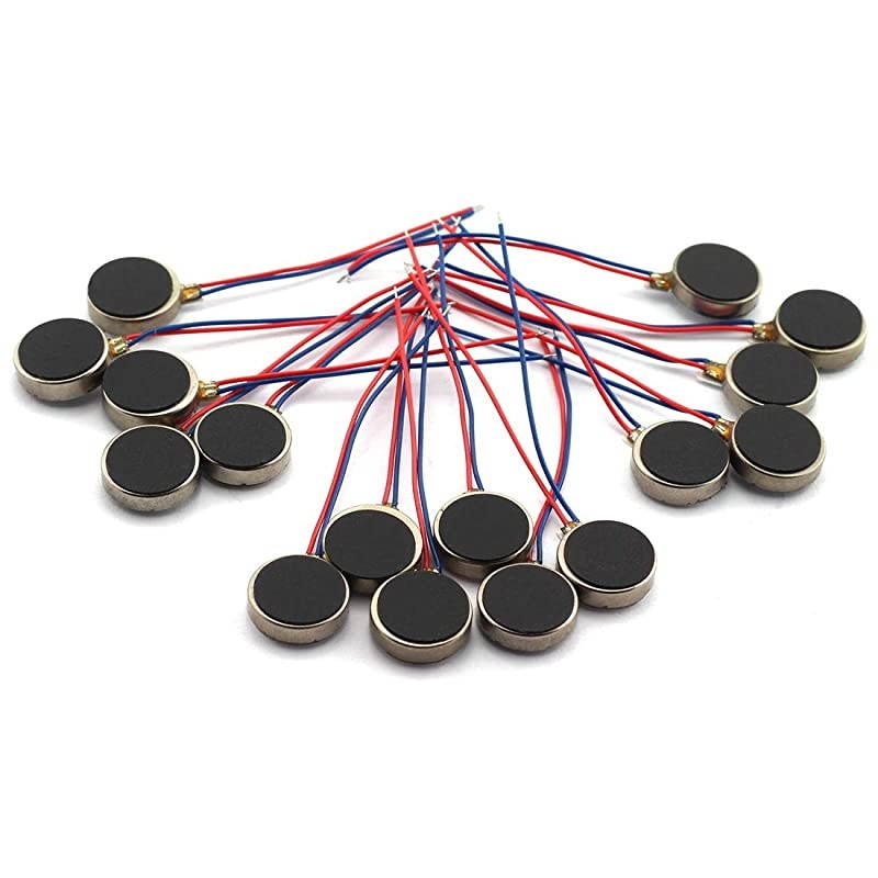 16pcs Mini Vibration Motor with 35mm Length Lead Wire DC 3V 85mA 12000rpm Flat Buttontype Motor For Mobile Phone Tablet Bluetooth Mini Fan Electronics Appliances 10x27mm