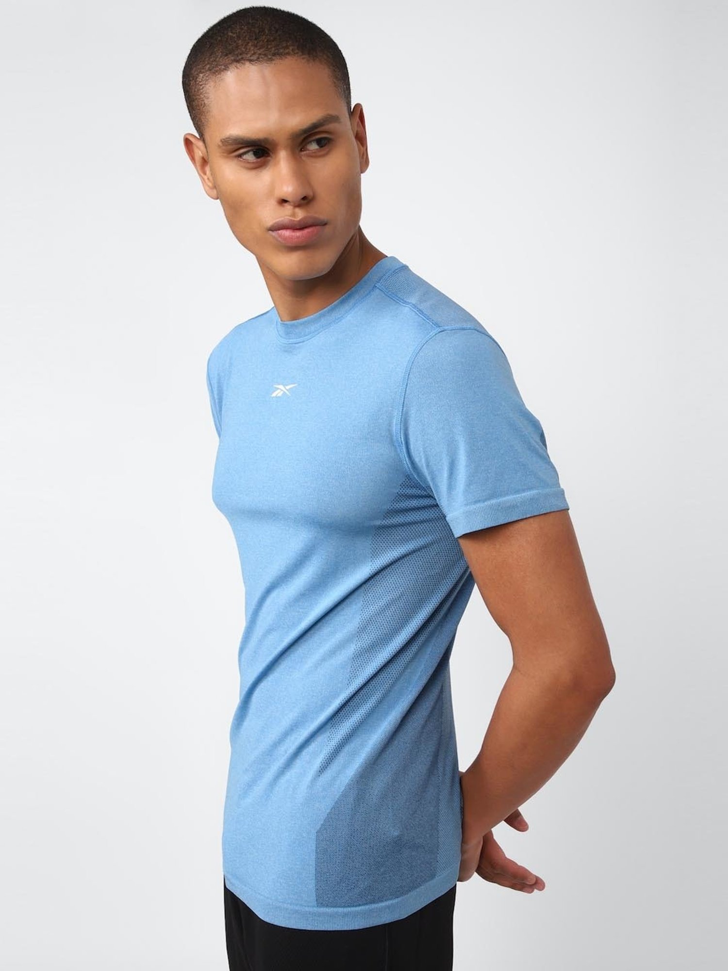 Reebok Blue Cotton Regular Fit T-Shirt