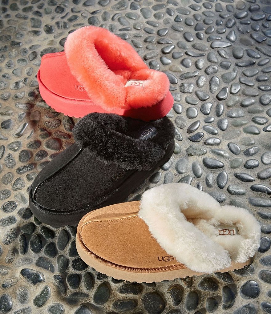 UGG&reg; Disquette Suede Fur Flatform Slides