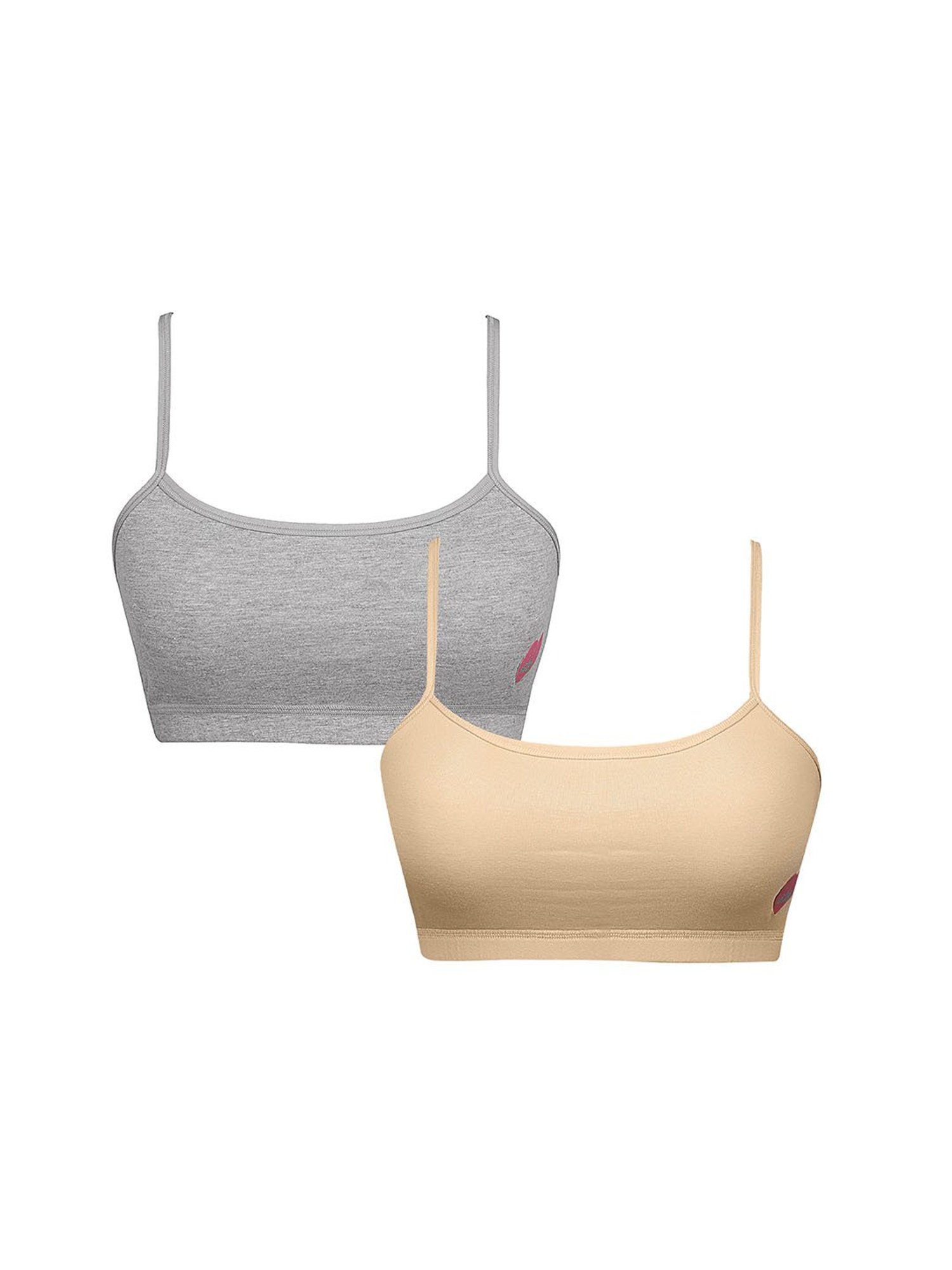 Sillysally Kids Solid Grey & Beige Bra (Pack Of 2)
