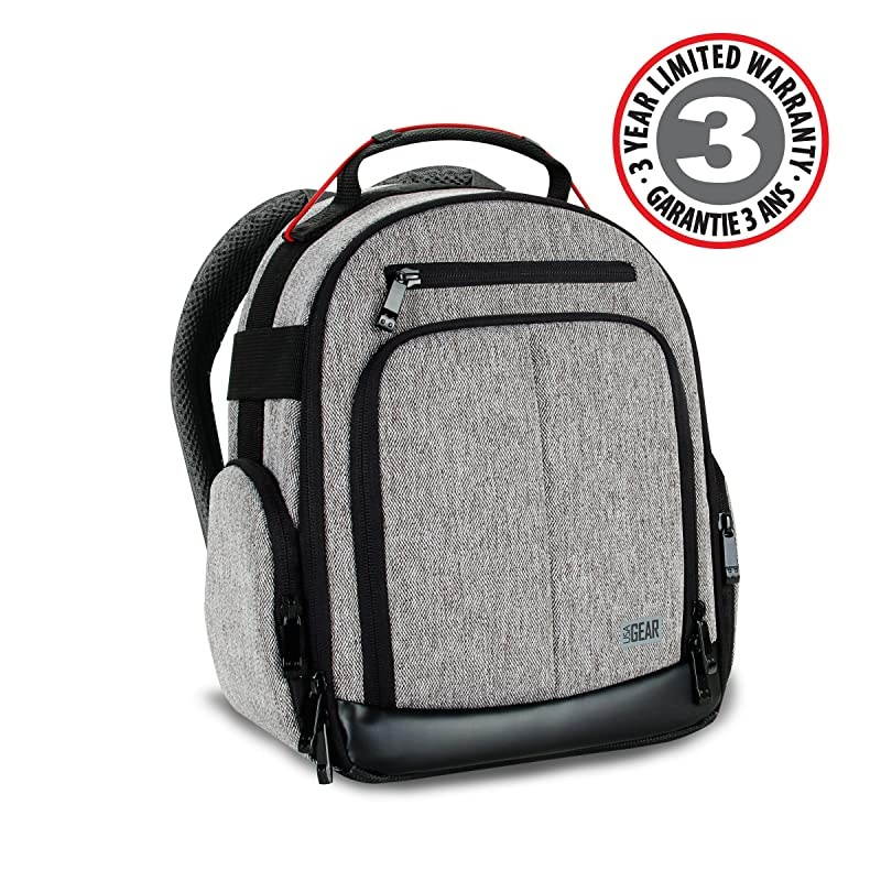 Portable Camera Backpack for DSLR Gray with Customizable Accessory Dividers Weather Resistant Bottom and Comfortable Back Support Compatible with Canon Nikon and More
