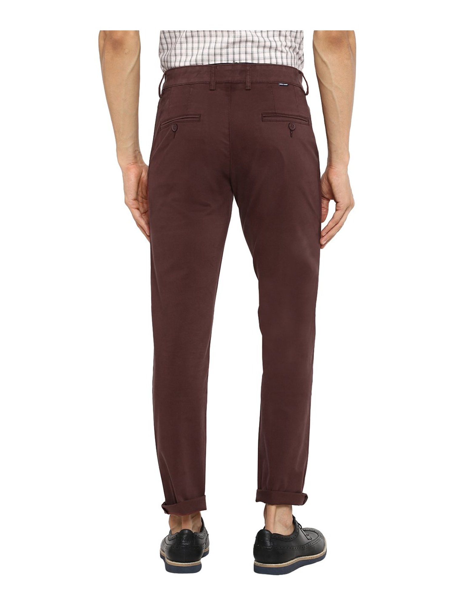 Red Chief Maroon Regular Fit Flat Front Trousers