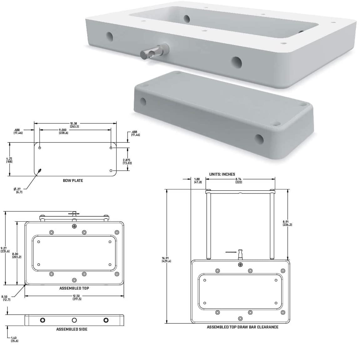 Minn Kota 1854054 RTA-54 Riptide Electric Steer Trolling Motor Composite Quick Release Bracket, Black ( Pack of 2 )