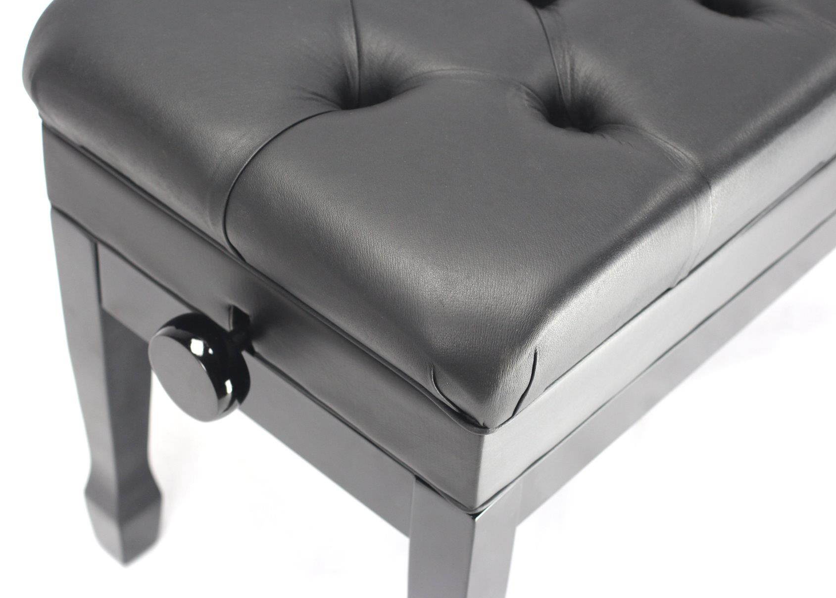 GRIFFIN Genuine Leather Piano Bench | Oversize Duet Vintage Black Solid Wood & Ergonomic Keyboard Stool | 2 Person Cushion Seat & Sheet Music Book Storage Space | Guitar Musicians Chair & Vanity Bench