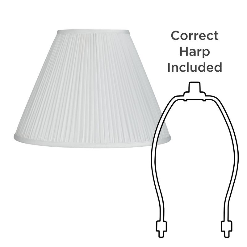 Springcrest White Mushroom Pleated Medium Empire Lamp Shade 7" Top x 16" Bottom x 12" Slant x 11.25" High (Spider) Replacement with Harp and Finial