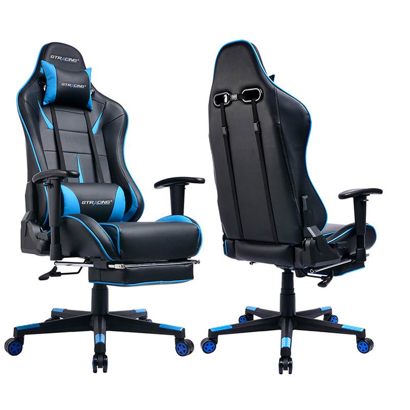 GTRACING Big and Tall Gaming Chair with Footrest Heavy Duty Adjustable Recliner with Headrest Lumbar Support Pillow High Back Ergonomic Leather Racing Computer Desk Executive Office Chair