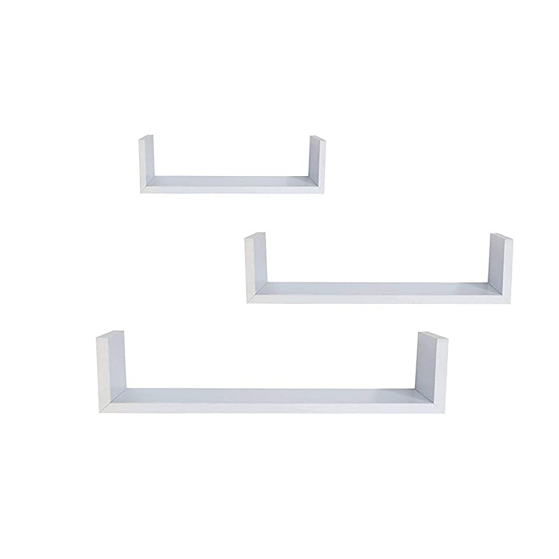 WHC1004CDWH 3 Floating U ShelvesWhite