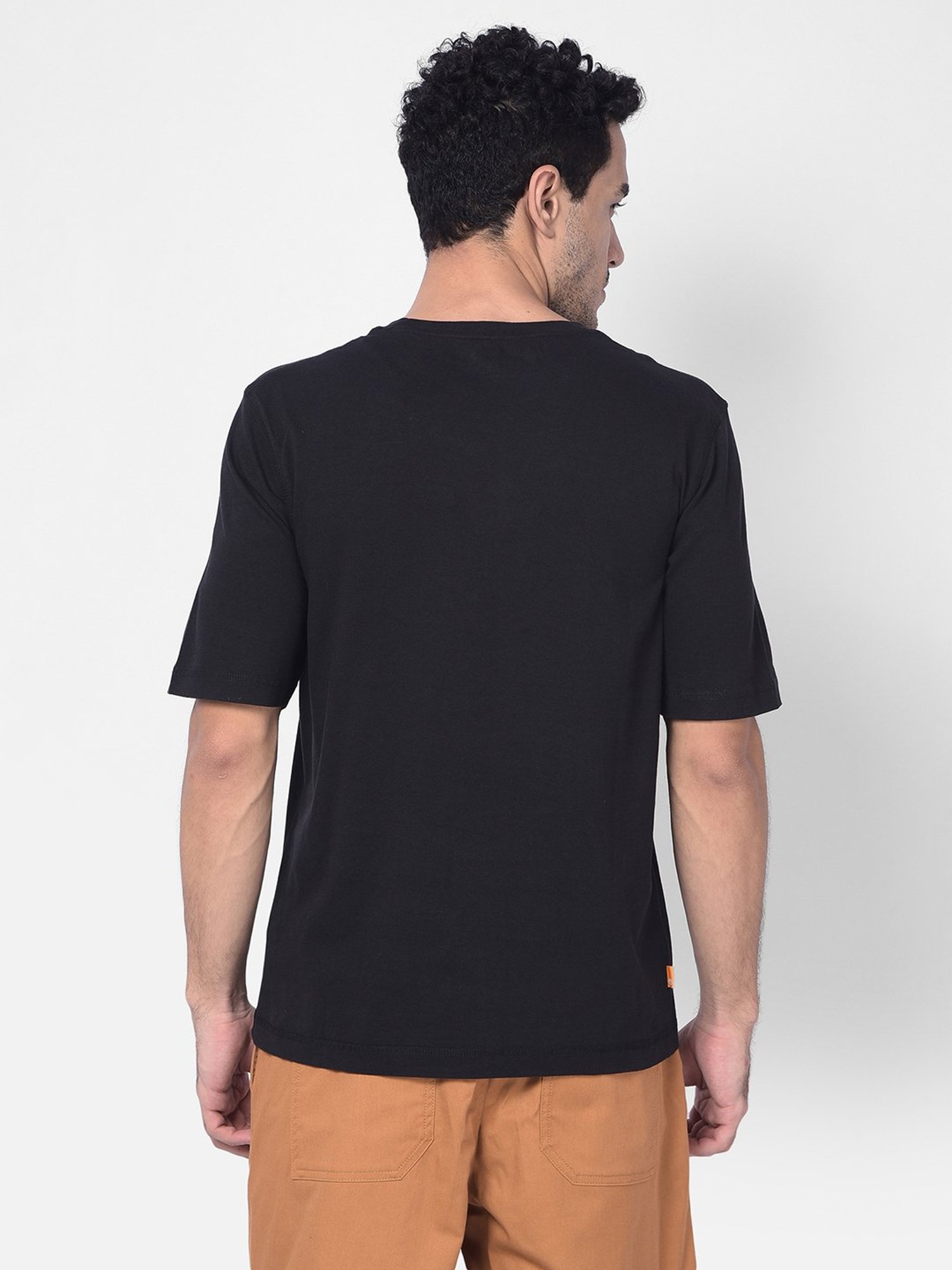 Timberland Black Regular Fit Logo Print Crew T-Shirt