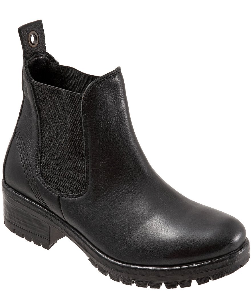 Bueno Florida Leather Block Heel Lug Sole Chelsea Booties
