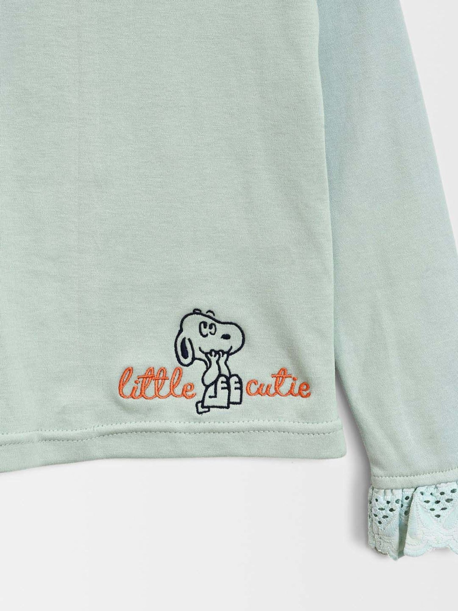 MiArcus Kids PEANUTS LITTLE CUTIE Green Cotton Printed Full Sleeves T-Shirt