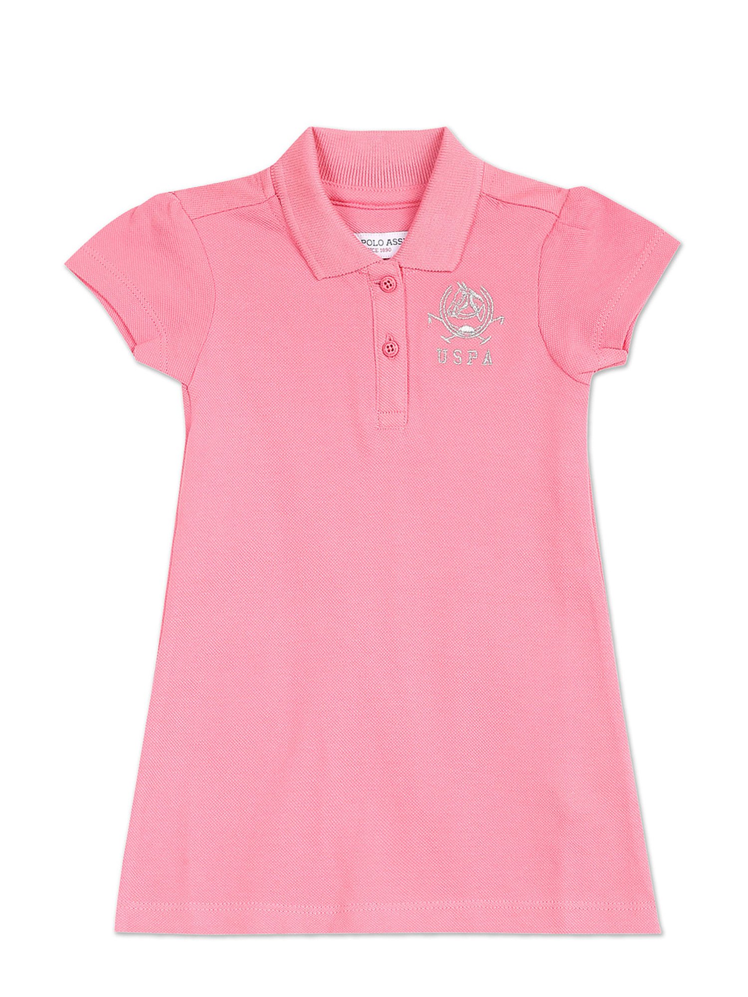 U.S. Polo Assn. Kids Light Pink Solid Polo Dress