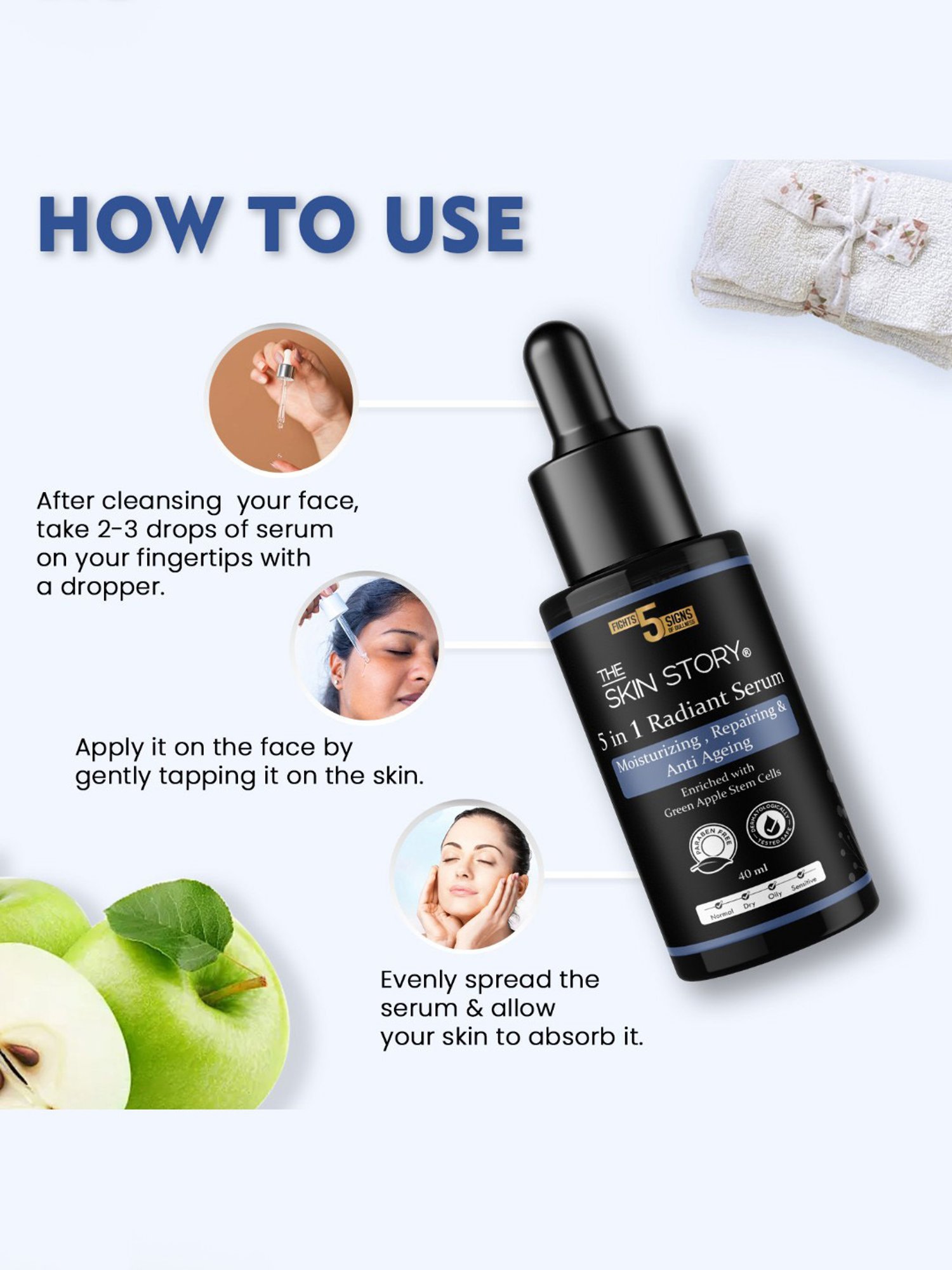 The Skin Story Green Apple Stem Cells 5 in 1 Radiant Serum - 40 ml