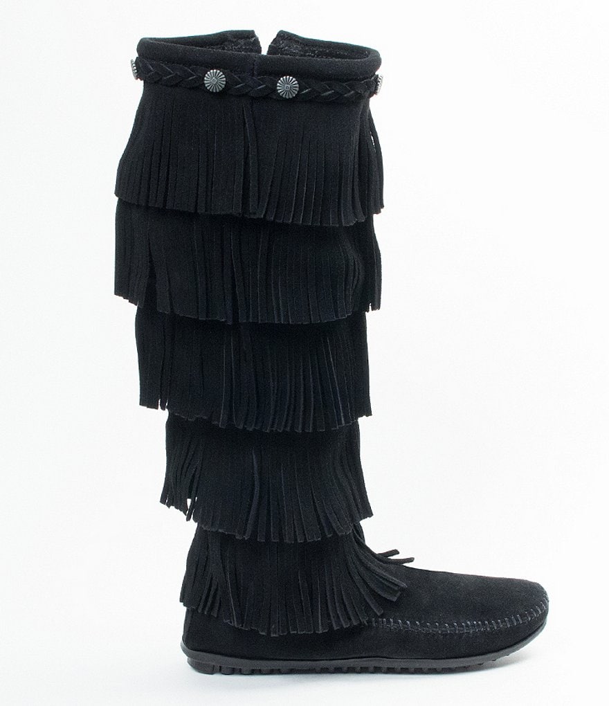 Minnetonka 5-Layer Fringe Suede Boots