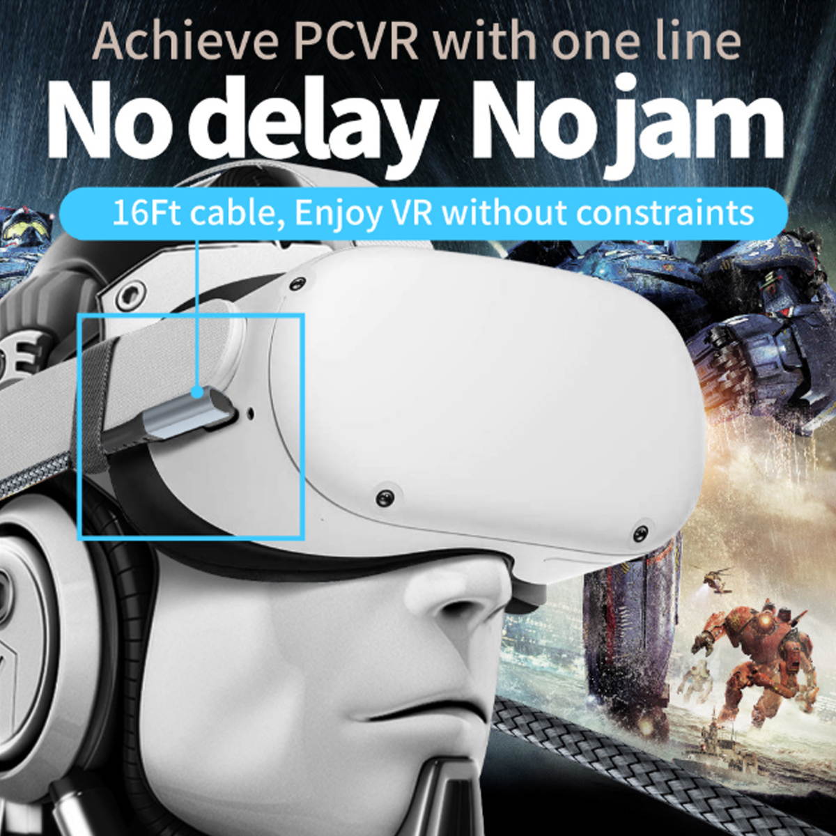 Link Cable 16FT/5M Compatible for Oculus Quest 2, High Speed Data Transfer & Fast Charging USB C Cable Compatible for VR Headset Quest Headset and Gaming PC