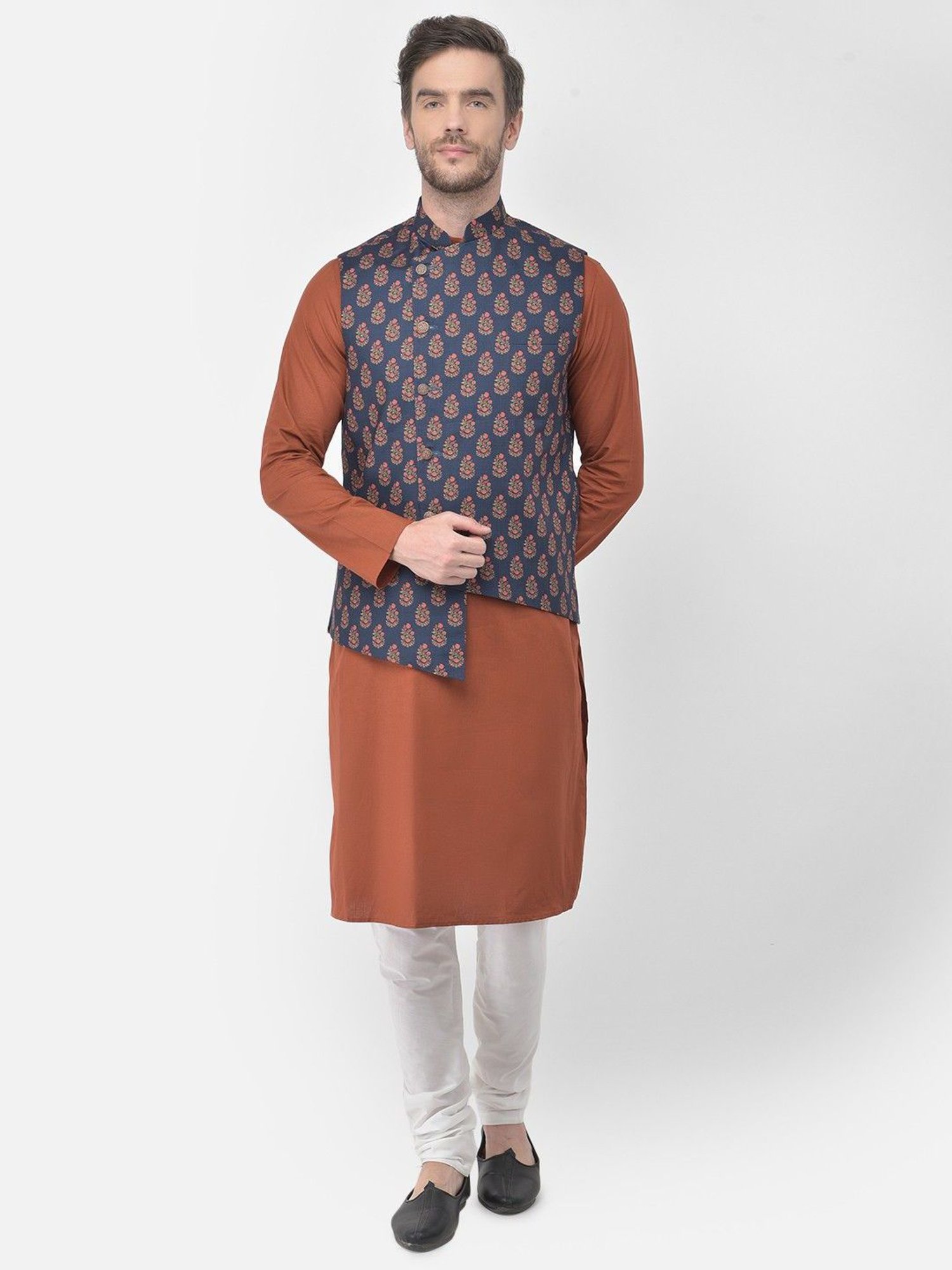 Fabindia Multicolor Regular Fit Printed Cotton Nehru Jacket