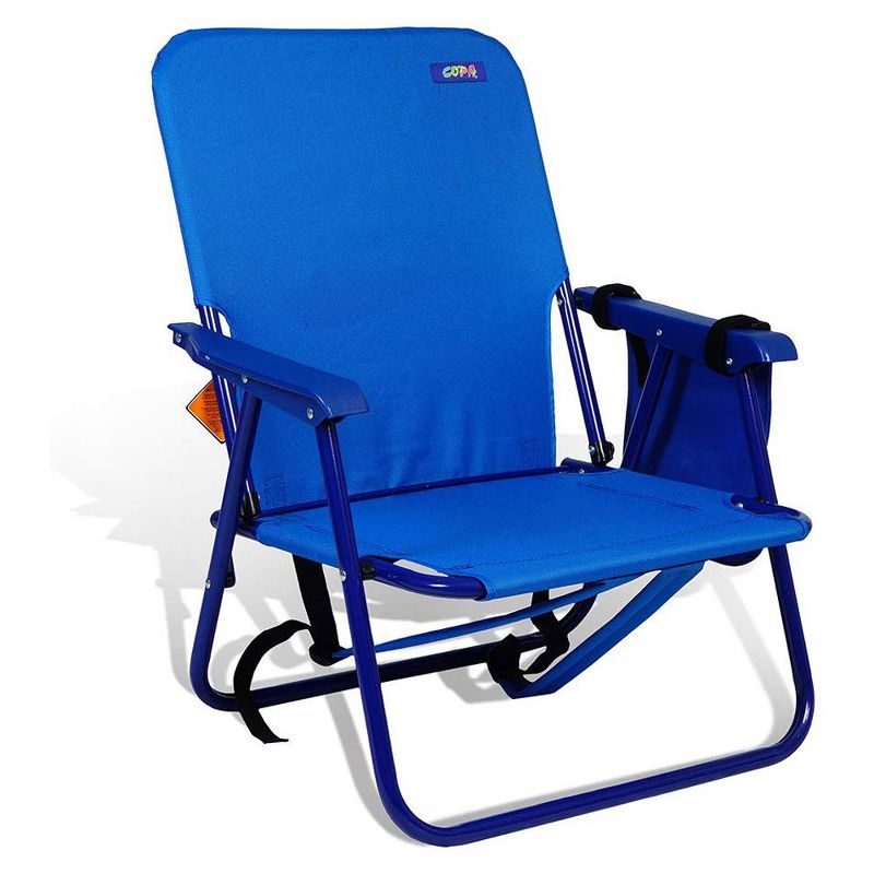Copa Backpack Single Position Folding Aluminum Beach or Poolside Lounge Chair with Backpack Straps, Dark Blue