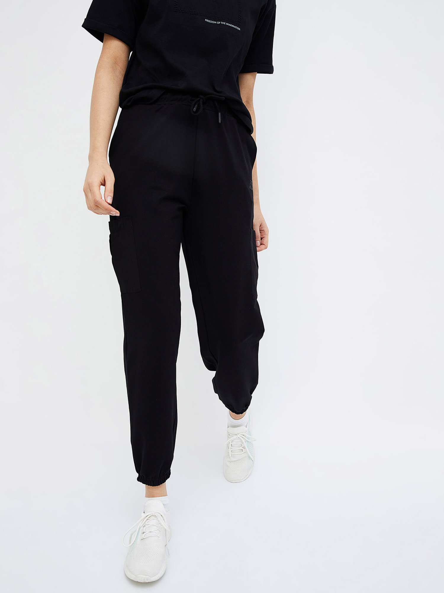 KAPPA Black Regular Fit Mid Rise Joggers