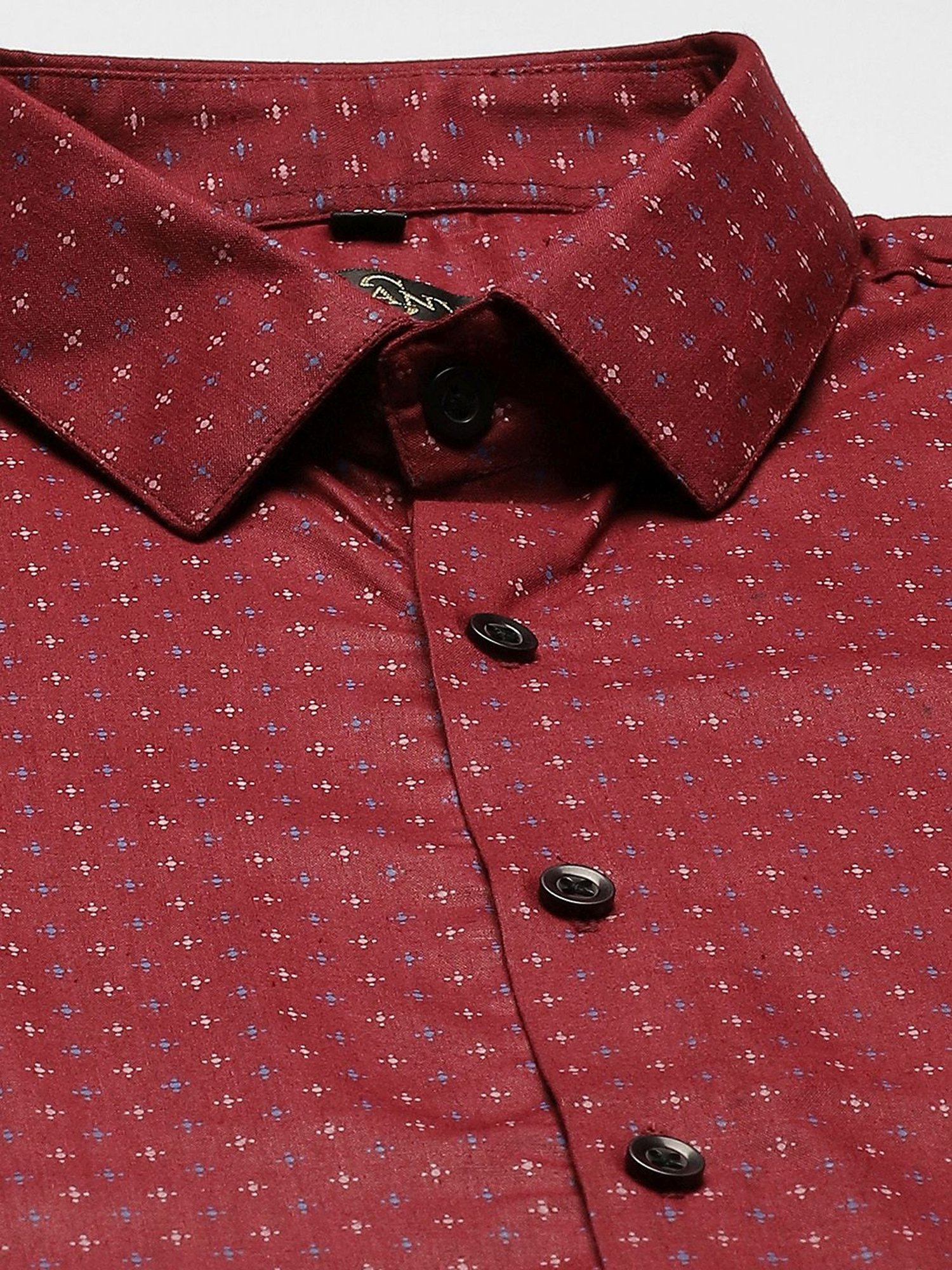 Sojanya Maroon Cotton Regular Fit Printed Shirt