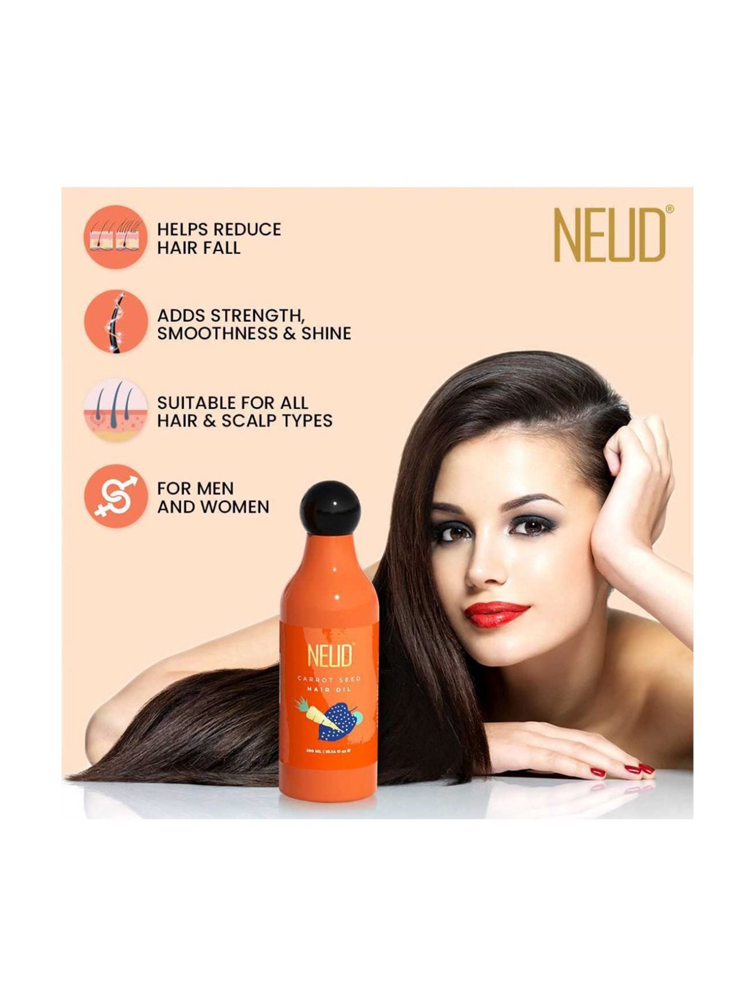 NEUD Carrot Seed Premium Hair Oil for Men & Women - 1 Pack - 300 ml
