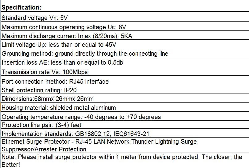 Ethernet Network Card RJ45 Surge Protector Thunder Lightning Arrester Protection Device,Network Signal Lightning Arrester RJ45 Surge Protector