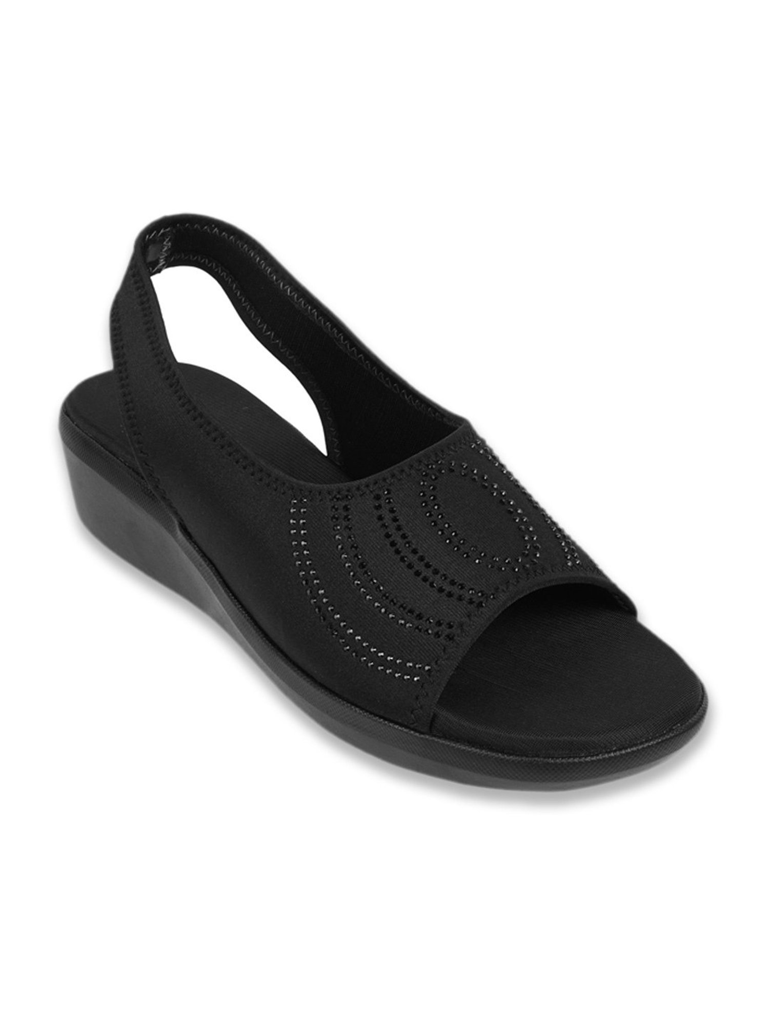 Walkway Women's Black Sling Back Wedges