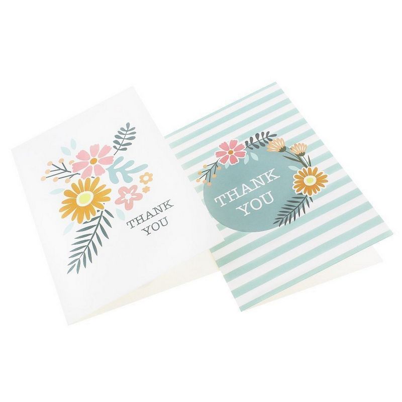 96-Pack Floral Design Thank You Note Cards Bulk Box Set with Envelope Included