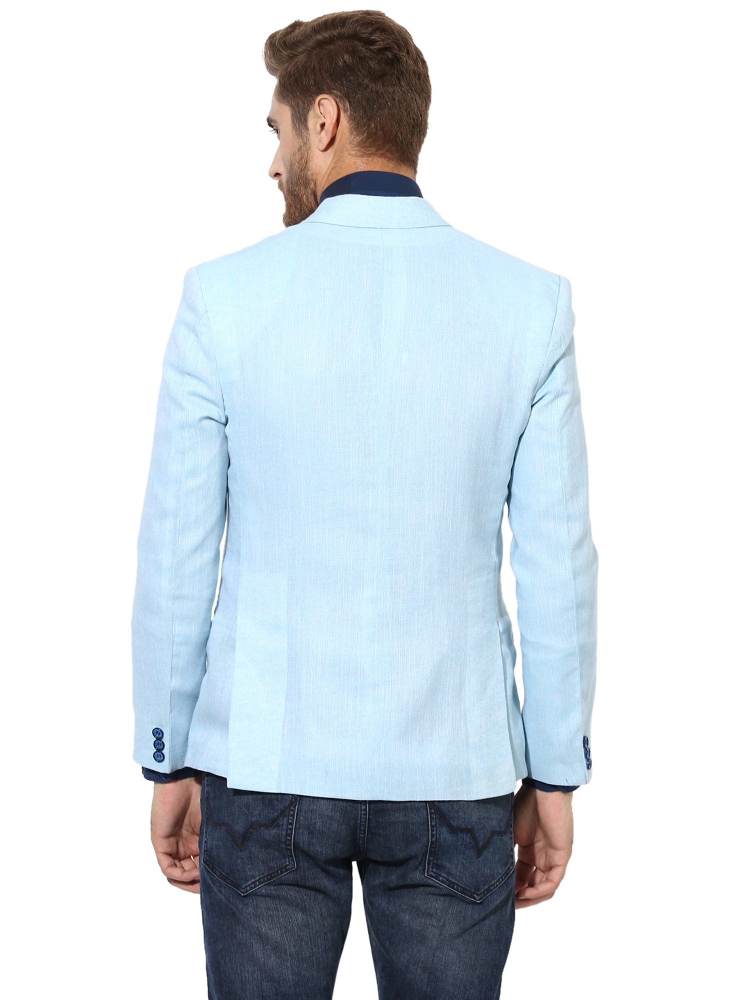 Hangup Plus Aqua Regular Fit Linen Blazer