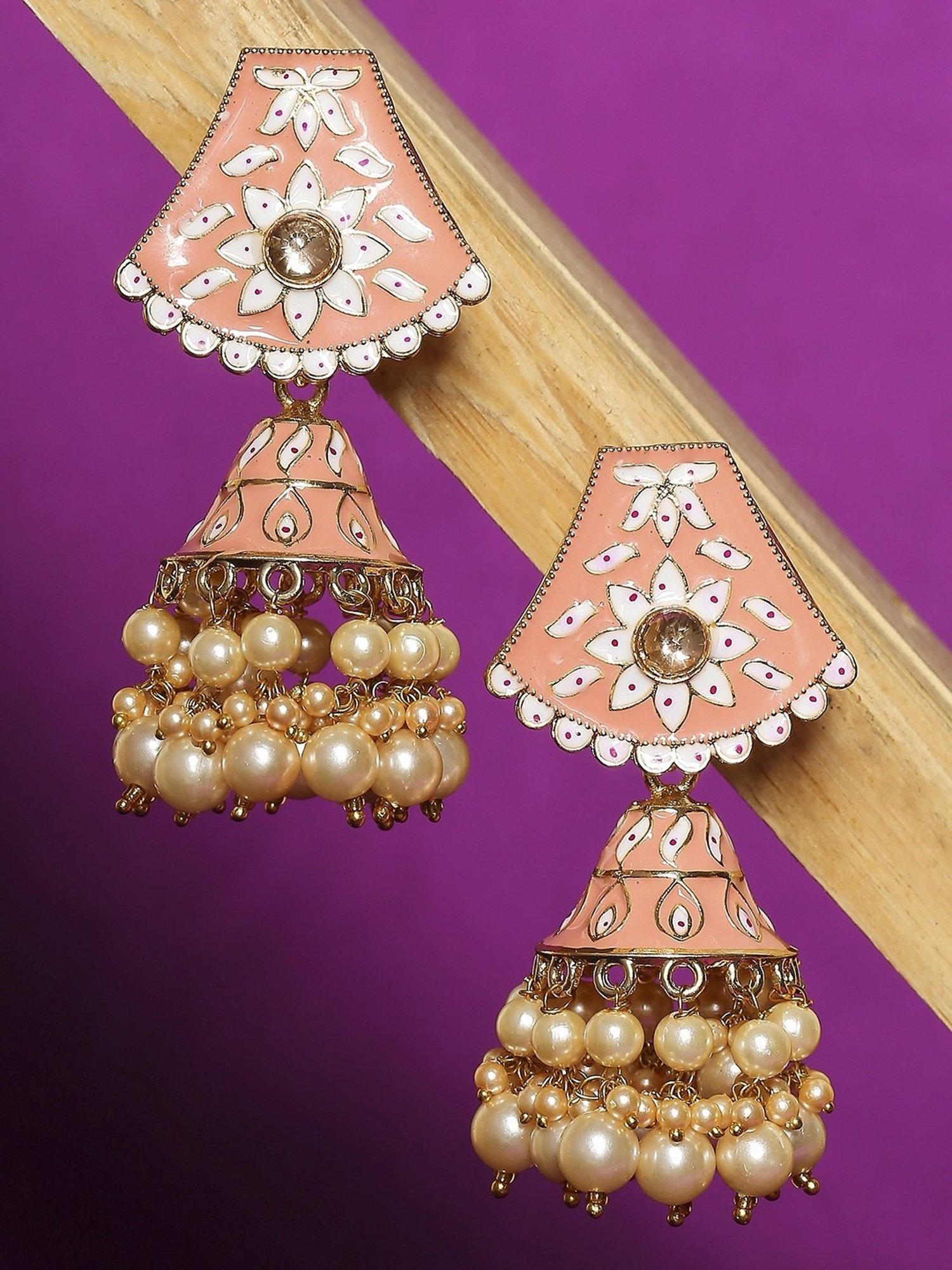 Sri Jagdamba Pearls Black Rosy Pearl Drop Earrings