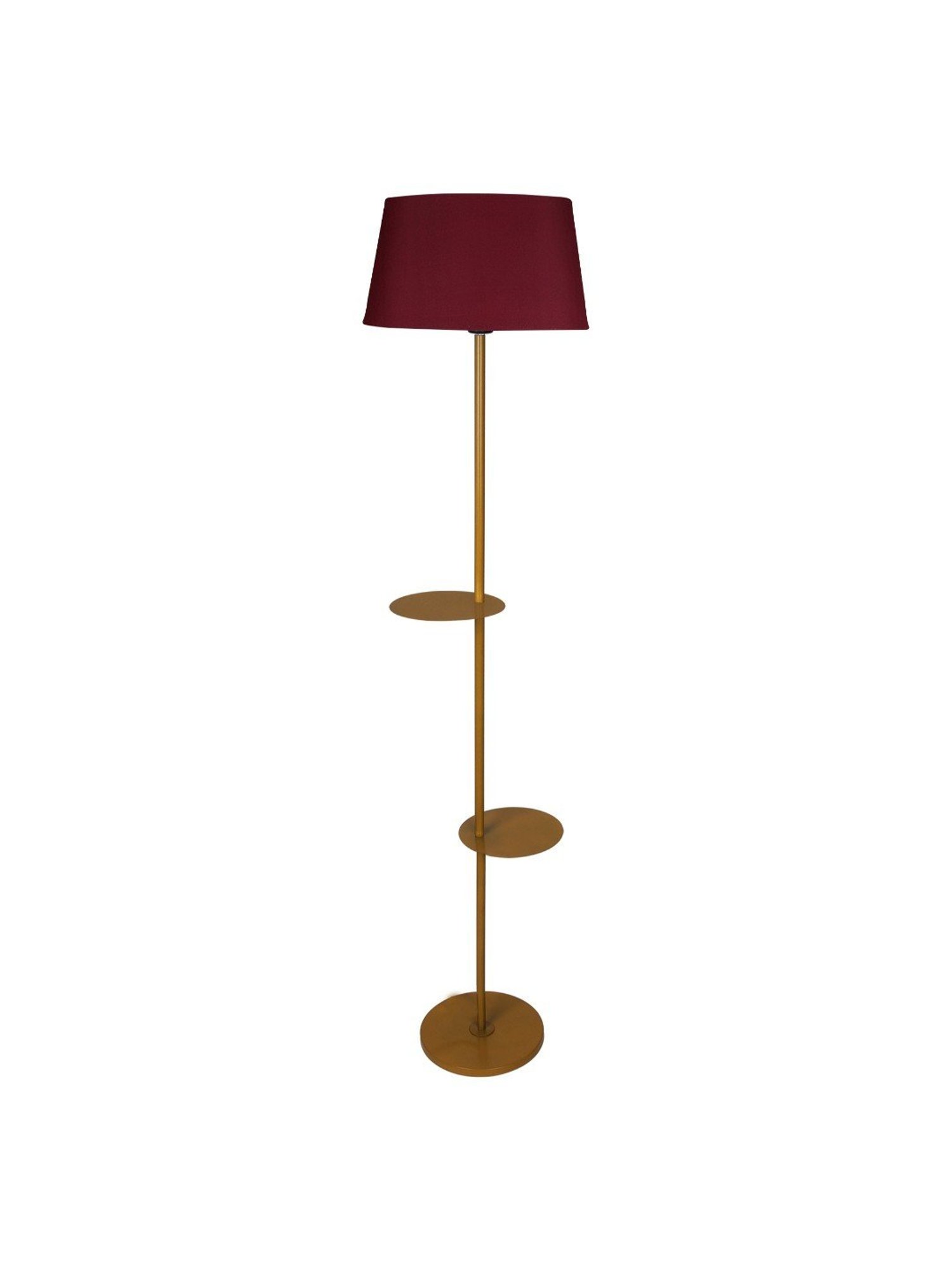 Homesake 'Duo Shelf' Red & Golden Metal Tall Floor Lamp With Shade & Bulb - Set of 1