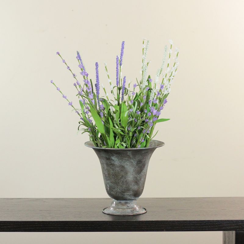 Allstate Floral 8.25" Weathered and Verdigris Outdoor Urn Planter - Silver