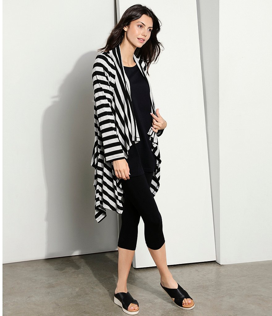 Bryn Walker Kai Jersey Stripe Open Front Long Sleeve Jacket