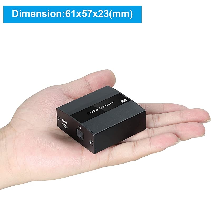 Port Digital Optical Splitter,SPDIF TOSLINK Digital Optical Audio Splitter 1x(1 in Out),Audio Format Support LPCM2.0 Doldy Digital & DTS 5.1