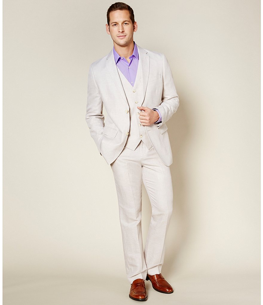 Perry Ellis Big & Tall Linen Herringbone Blazer