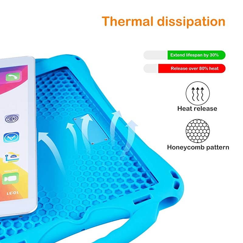 Kids case for iPad 8th 7th Gen 102 2020 iPad Air 3rd Gen 105 2019 iPad Pro 1052017 Premium FoodGrade Silicone Lightweight Shock Proof Handle Stand Kids Friendly Cover Blue