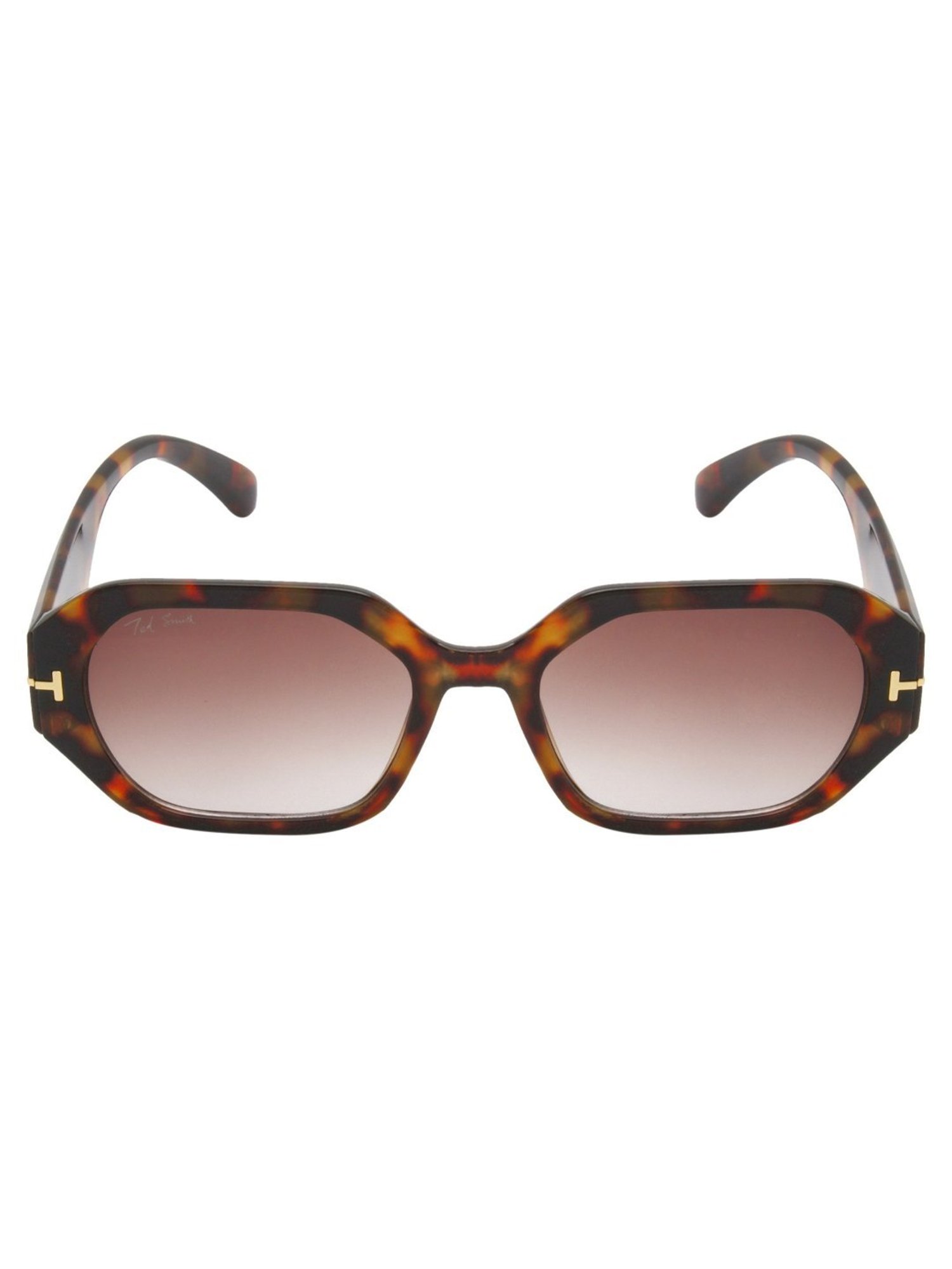 Ted Smith Brown Hexagon UV Protection Unisex Sunglasses