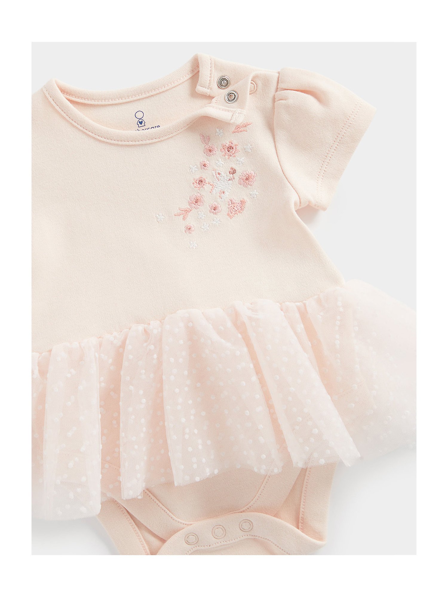 Mothercare Kids Peach Embroidered Bodysuit