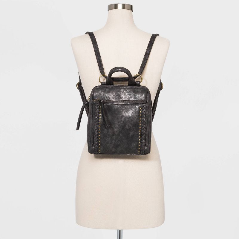 Bueno Zip Closure Convertible Top Carrying Handle Backpack -Black