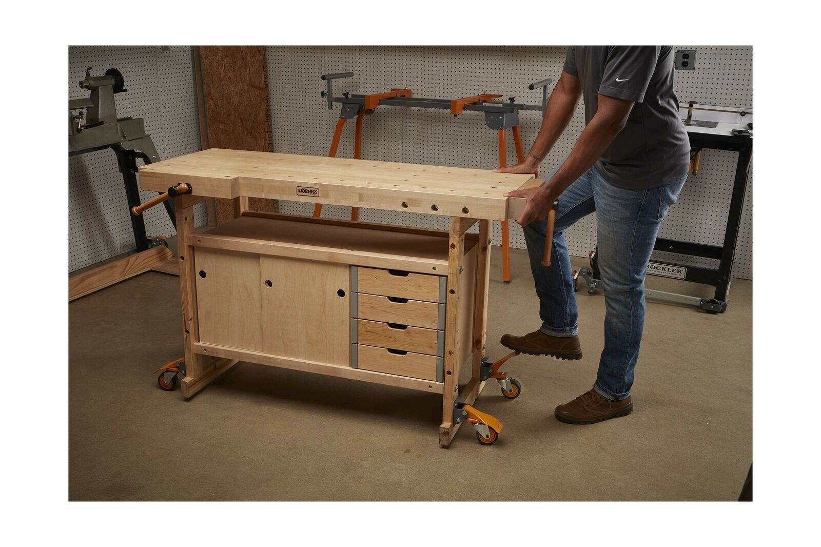 Bora Heavy Duty Workbench 4-Caster Set for Workshop Mobility; Swivel, Locking...
