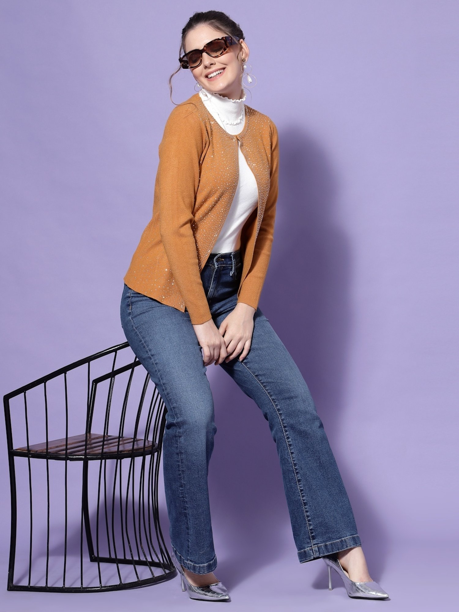 Mafadeny Mustrad Embellished Shrug