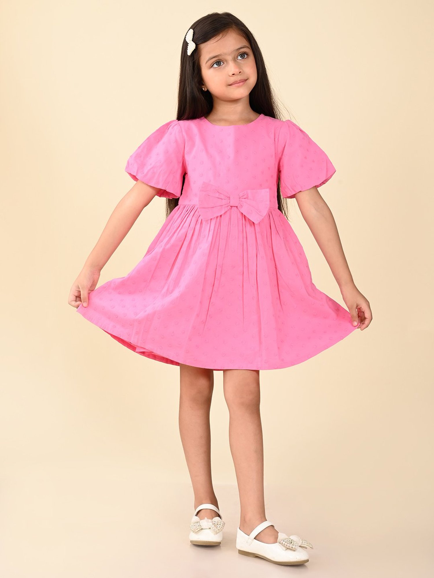 LilPicks Kids Pink Embroidered Dress