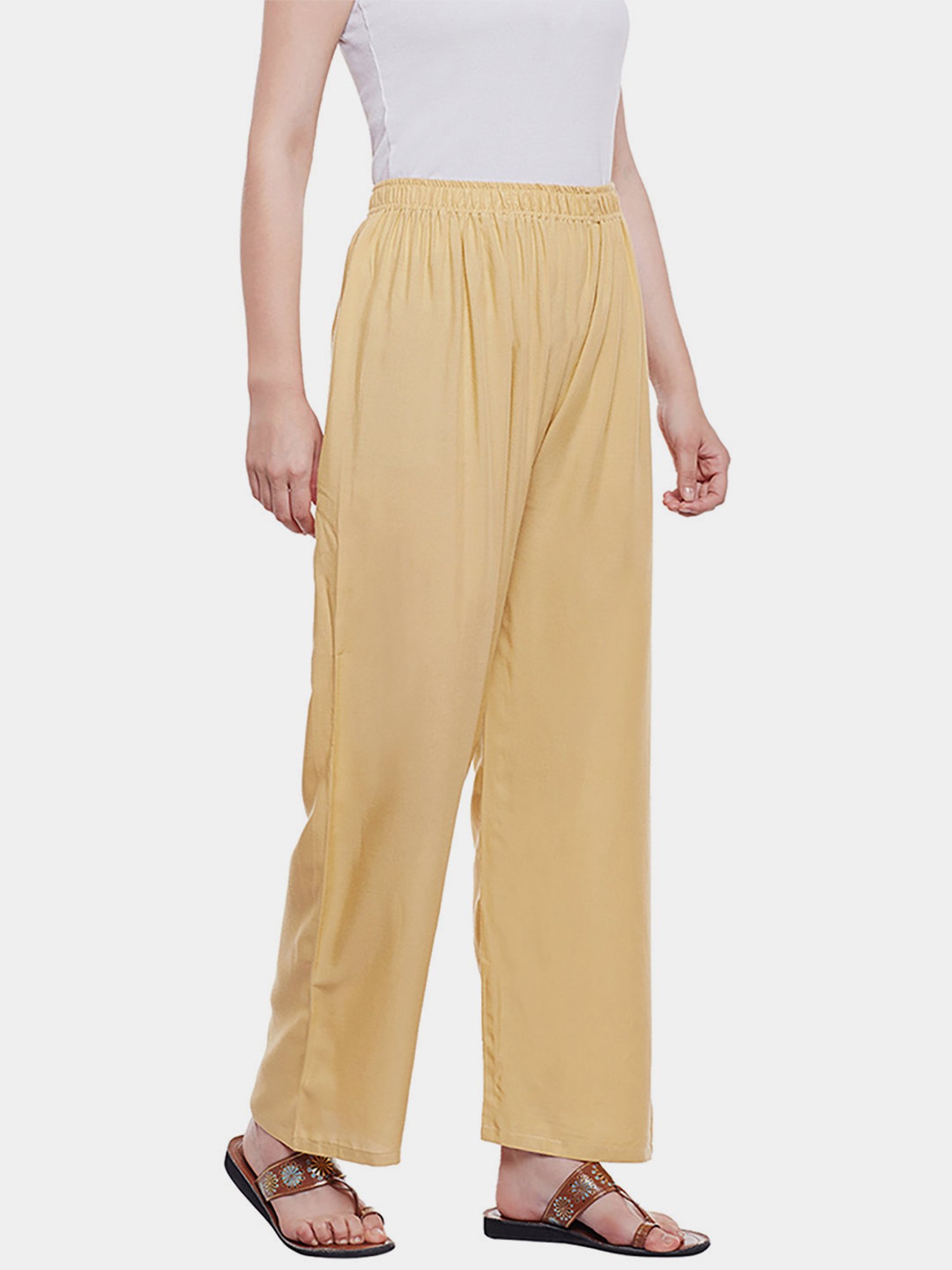 Castle Beige Straight Fit Palazzos