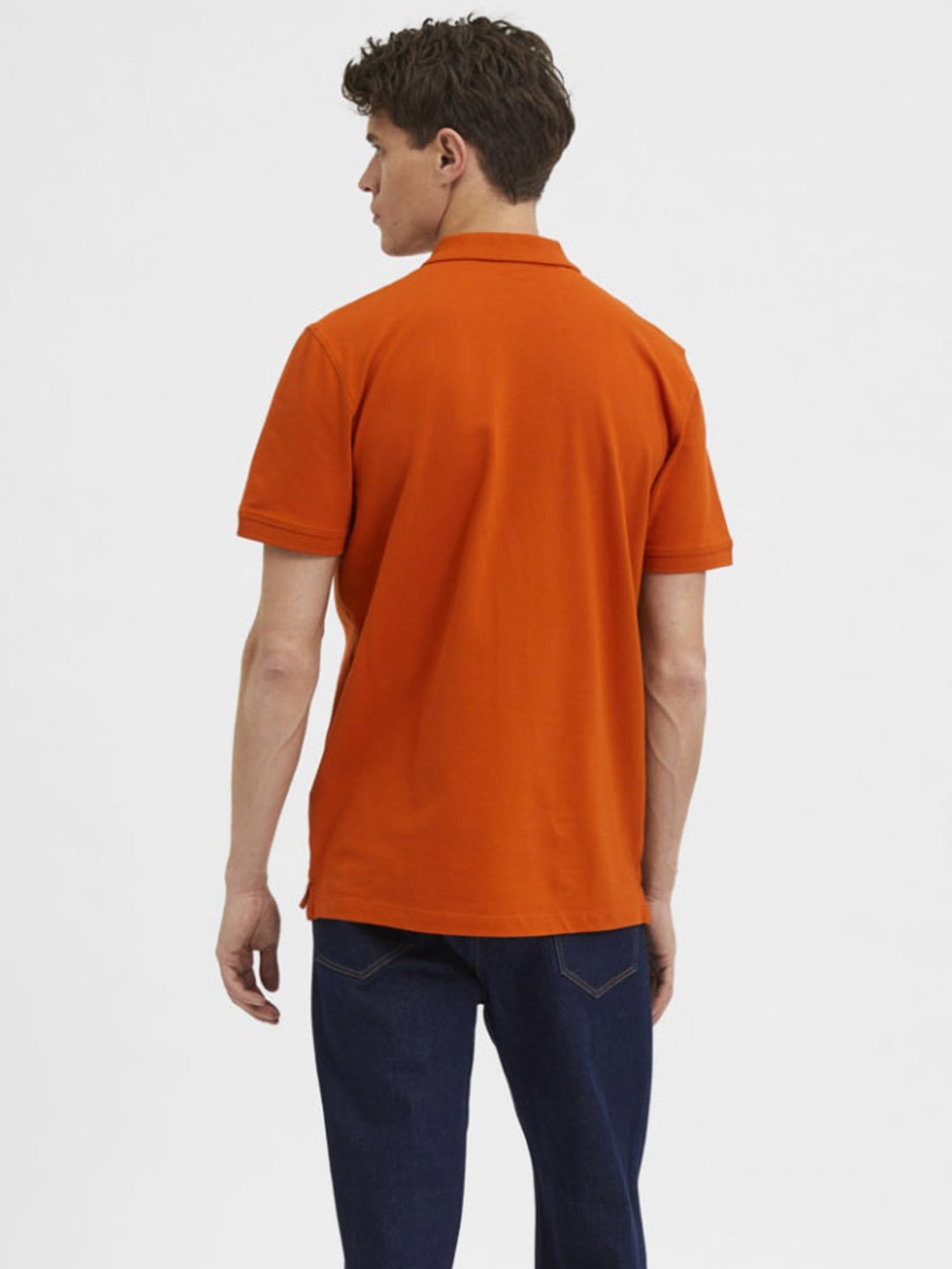 SELECTED HOMME Gold Flame Cotton Regular Fit Polo T-Shirt