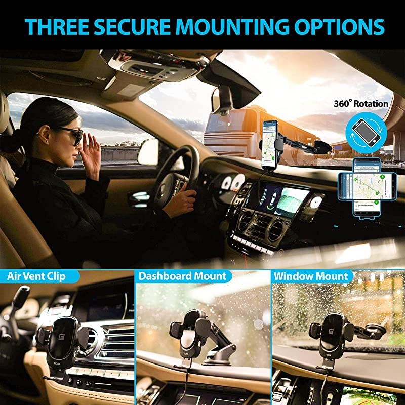 Ultimate Wireless Car Charger by  15W Qi Wireless Fast Charge QC 30 Adapter Automatic Clamping Phone Mount Holder Compatible iPhone 11 Pro11XSXRX88 Plus Samsung Galaxy Note 9S10S9S8