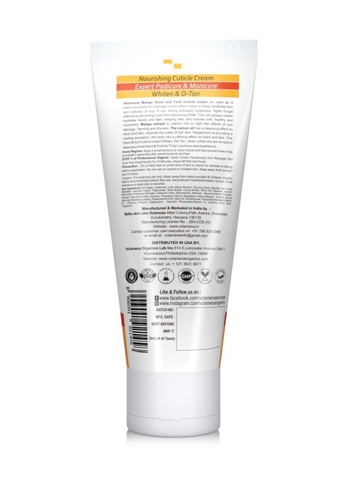 Volamena Mango Hand And Foot Cuticle Cream - 100 ml