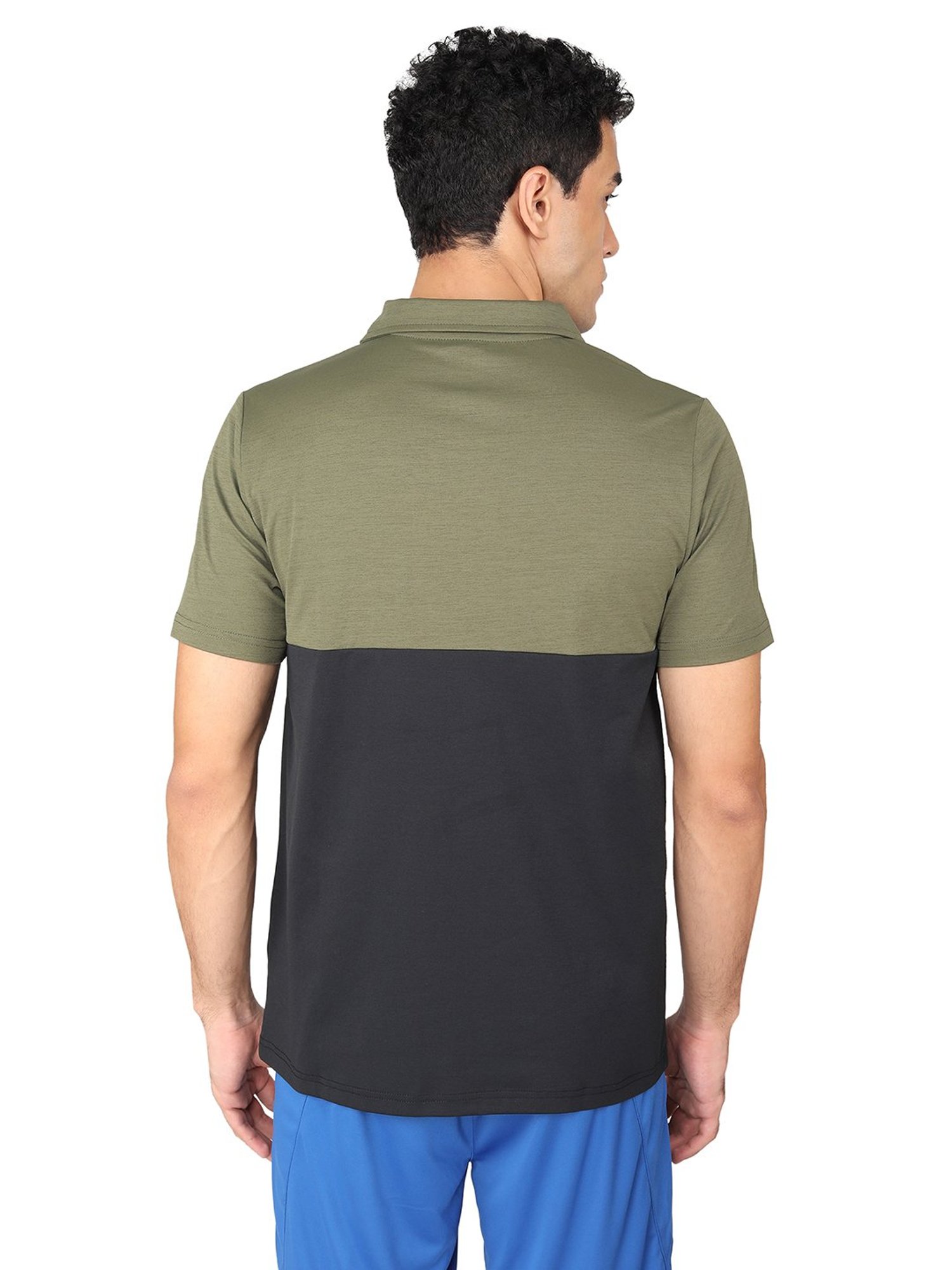 Yonex Olive & Black Regular Fit Badminton Polo T-Shirt