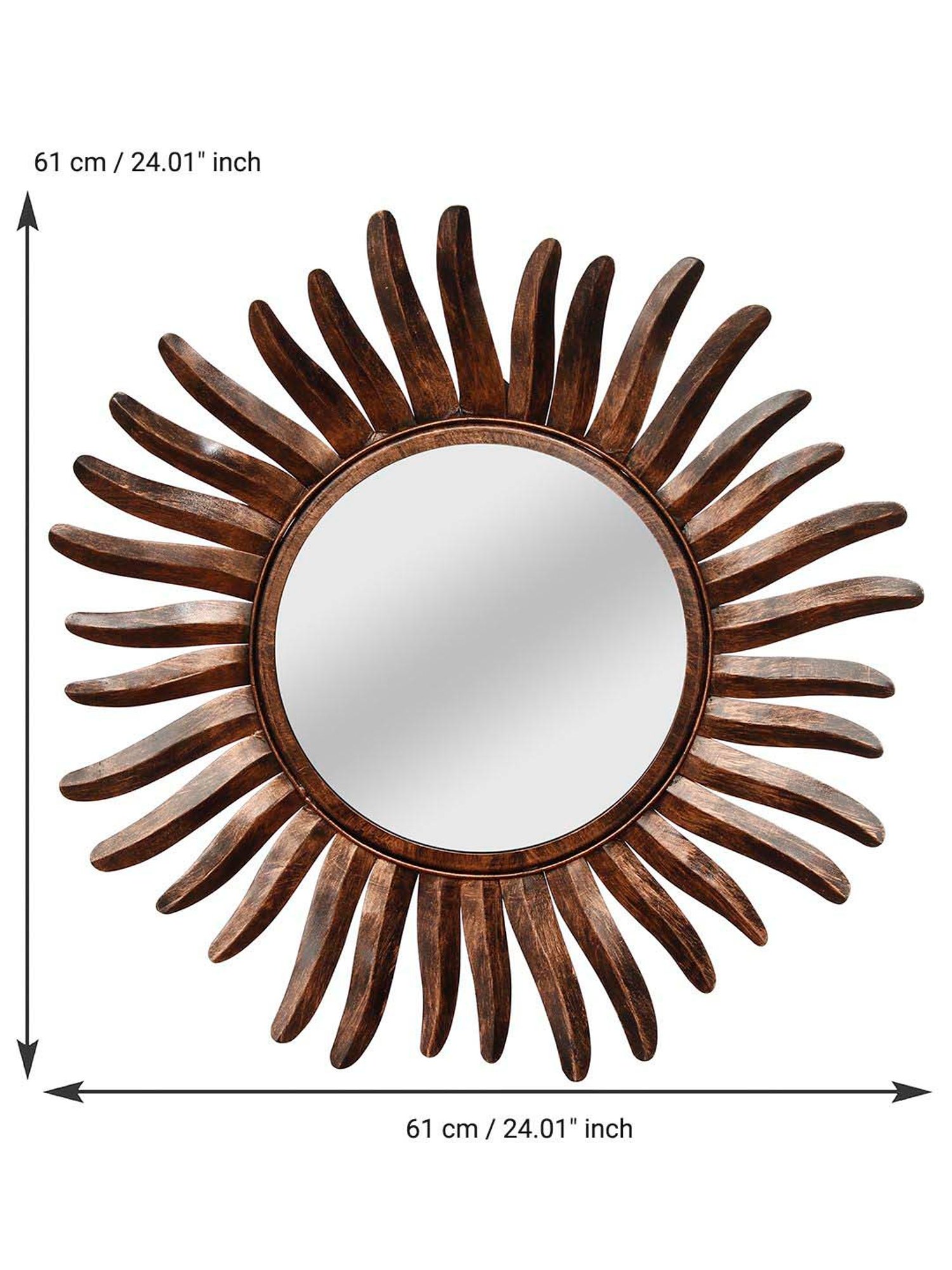 CHRONIKLE Brown Iron Decorative Round Wall Mirror