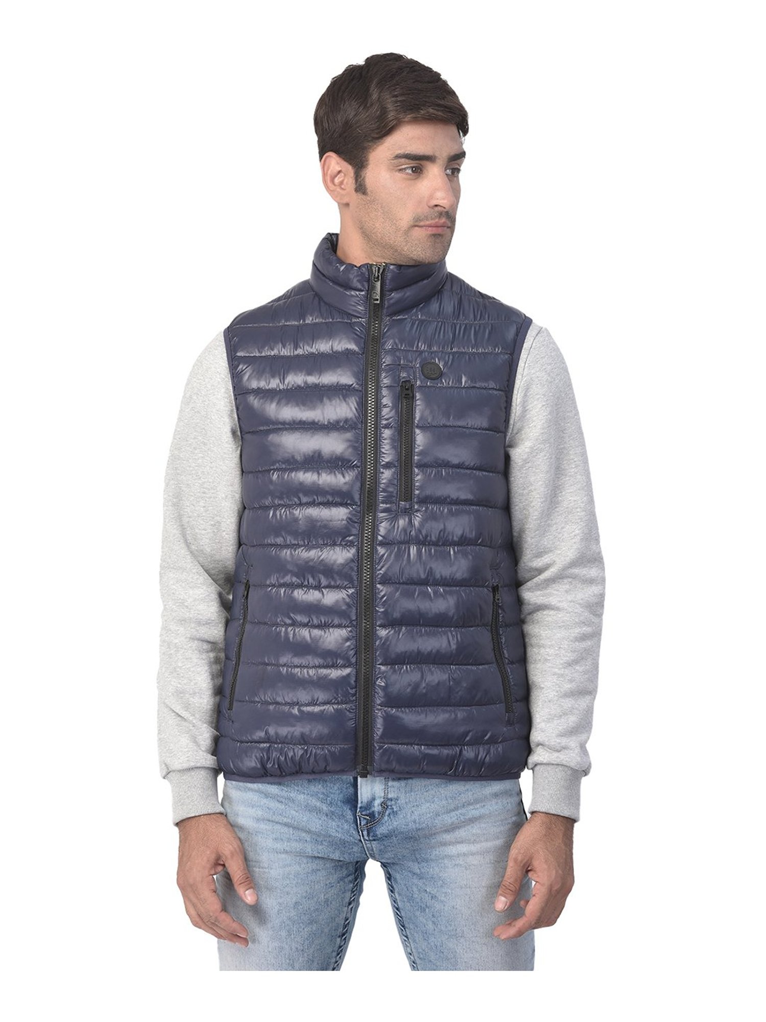 Woods Dark Navy High Neck Nylon Jacket